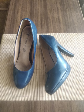 Туфли темно-синие, лодочки на каблуке Алматы