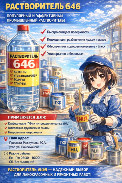 Растворитель 646 (1 литр) — Для Лаков, Эмалей и Шпатлевок Алматы