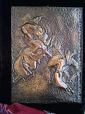 Продам для интерьера панно-чеканку "Битва". Медь. Усть-Каменогорск