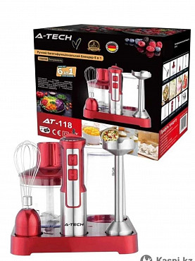 Блендер погружной A-Tech AT-118 красный, серебристый Алматы