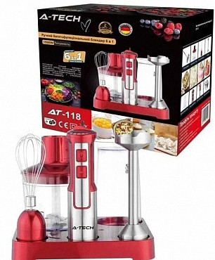Блендер погружной A-Tech AT-118 красный, серебристый Алматы