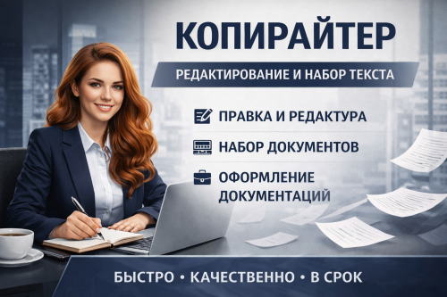 Копирайтер. Набор и редактирование текста Алматы